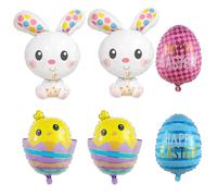 6 PCS Easter Balloons, Easter Foil Balloons, Happy Easters Egg Bunny Rabbit Chicken Balloon, Easters Bunny Balloon, Eastertide Decorations, for Birthday, Home Decor, Baby Shower, Themed Party Decor
