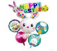 6 Pcs Easter Balloons, Large Happy Easter Balloons Decorations Banners, Bunny Chick Shaped Foil Balloon, Spring Theme Decorations for Baby Shower Birthday Animal Party