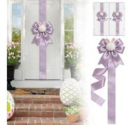 6 Pcs Easter Bunny Bow for Kitchen Cabinet Door, 78 Inch Large Purple Rabbit Head Ribbon Bows Cabinet Door Home Holiday Birthday Party Decor