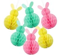 6 Pcs Easter Bunny Decorations,3D Honeycomb Rabbit Hanging Ornaments in Red, Green&Yellow,Vibrant Easter Tree Decorations for Home,Party&Ceiling,Spring Hanging Easter Decorations