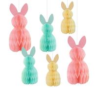 6 Pcs Easter Bunny Honeycomb Decorations, Easter Bunny Decorations, 3D Honeycomb Bunny Decoration for Party Home Parties, Bunny Ball Bunting for Home Hanging Decor
