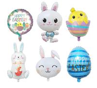 6 Pcs Easter Foil Balloons, Easter balloon, Happy Easter balloons, Bunny Chick Easters Eggs Bunny Balloons Party Decorations, for Office Home Indoor Outdoor Easters Party Decorations