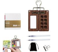 6 pcs Easter Mini Canvas and Easel, 8 Grids Wooden Travel Paint Palette, Pocket Artist Watercolour, Mini Watercolour Sketchbook, Craft Oil Acrylic Painting & Drawing Artist