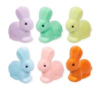 6 Pcs Easter Mini Flocked Bunny, Furry Foam Rabbit Tabletop, Realistic Flocked Bunny Statues for Easter Party Decoration Rabbit Garden Decor Fade Resistant Garden Animals for Home Office