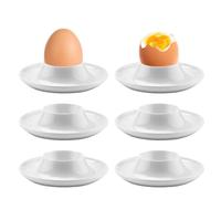 6 Pcs Egg Cups, Soft Hard Boiled Egg Holders, Plastic Eggs-Stand Plates Tray for Hard Soft Boiled-Eggs, Microwave and Dishwasher Safe, Classic Style, White
