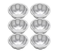 6 Pcs Egg Tart Molds Aluminum Alloy Cake Tartlets Baking Tool Flower Shape Non-stick Egg Tart Molds 3.5 X1.6inch Muffin Cupcake Pudding Baking Cup Maker