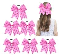 6 Pcs Elastic Cheer Bow Hair Bows Ribbon Pigtail Holder For School Girls Teens Cheerleader For Girls(Color 18)