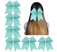 6 Pcs Elastic Cheer Bow Hair Bows Ribbon Pigtail Holder For School Girls Teens Cheerleader For Girls(Color 7)