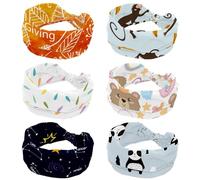 6 PCS Elastic Womens Headbands Cute Monkey Banana Wide Hairband Non-Slip Headband Sweatband Yoga Head Band for Workout, Gym, Running, Fitness, Sport