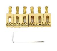 6 Pcs Electric Guitar Bridge Saddle, Standard Zinc Alloy Tremolo Bridge Roller Saddles for Replacement, Precision Tuning Roller String Saddle with Wrench for Fender - (Gold)