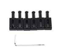 6 Pcs Electric Guitar Bridge Saddle, Standard Zinc Alloy Tremolo Bridge Roller Saddles for Replacement, Precision Tuning Roller String Saddle with Wrench for Fender - (Black)