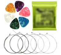 6 Pcs Electric Guitar Strings, 10-46 Super Slinky Guitar Strings with 6 Guitar Pick, Nickel Wound Steel Ball Guitar Strings Replacement for Electric Acoustic Guitar Performers