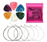 6 Pcs Electric Guitar Strings, Super Slinky Guitar Strings 9-42 with 6 Guitar Pick, Nickel Wound Steel Ball Guitar Strings Replacement for Electric Acoustic Guitar Performers Beginners