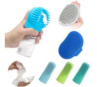 (6 Pcs) ELEGX Pet Grooming Bath Massage Brush with Soap and Shampoo Dispenser Soft Silicone Bristle for Long Short Haired Dogs Cats Shower
