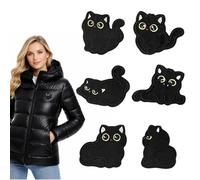 6 PCS Embroidered Iron on Patches for Clothing, Self-Adhesive Iron on Patches for Clothes, Black Cat Fabric Stickers, Cute Animal Applique Patch for Clothing Backpacks Hats etc