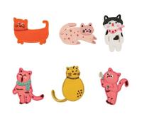 6 Pcs Embroidery Patch Cartoon Cat Sewing Iron On Nice Kitten Clothes Bag