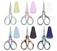 6 PCS Embroidery Scissors, Stainless Steel Sewing Scissors with Protective Case for Needlework, Thread Cutting, Handicrafts (Multi-Colour)