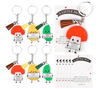 6 Pcs Emotional Support Potato Mushroom Pickle Keychain, Positive Inspirational Acrylic Keychains with Tassel&Card, Appreciation Gifts for Teacher Coworker Friend Nurse Team, Bulk Back to School Gift