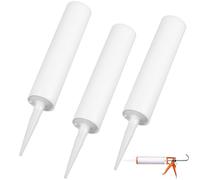 6 Pcs Empty Caulking Sealant Tubes 300ml for Controlled Flow Repairs | Plastic Refillable Design, Trimmable Pointed Tip and Piston Bottom, for Caulking Gun Use and Gap Filling