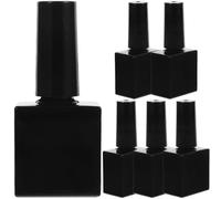 6 Pcs Empty Glass Gel Polish Bottles with Brush 10ml Black