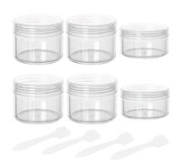 6 Pcs Empty Plastic Cosmetic Jars, 10ml 20ml Small Sample Pots Clear Travel Containers Jars with Lids Spatulas for Cream Makeup
