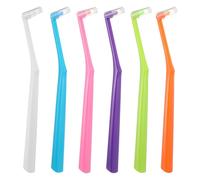 6 pcs End Tuft Toothbrush with Cover Soft Bristle Angled Toothbrush Interdental Brushes for Implant Retainer Back Teeth Brace Small Head Tiny Interspace Detail Cleaning Hard-to-Reach Area