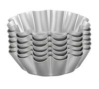 6 Pcs Ensaymada Molder Filipino, Aluminum Alloy Bibingka Molder, Round Egg Tart Molds, Chrysanthemum Cake Pan with Wave Edge, Multipurpose Baking Tool for Egg Tarts Cakes Cupcakes Puddings(4.5 Inch)