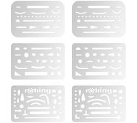 6 Pcs Eraser Shield Stainless Steel Drafting Tools Drafting Templates Erasing Shield for Construction Machinery Civil Engineering Artist Drafting Supplies (Silver)