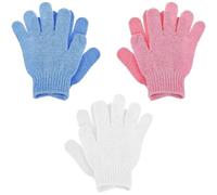 6 PCS Exfoliating Gloves, Bamboo Body Scrub Mitts, Gentle Yet Effective Exfoliator, Cell Remover for Shower, Spa, Massage and Dead Skin(Green, Blue, Pink)