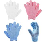 6 Pcs Exfoliating Gloves - Bamboo Shower Gloves for Body Scrub, Deep Exfoliation Mitt for Women & Men, Reusable Spa Gloves for Dead Skin Removal, Bath & Shower Essential for Smooth Skin