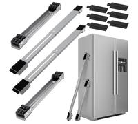 6 Pcs Extendable Furniture Appliances Rollers, Mover Tools with 24 Roller Brake Equipment for Heavy Washing Dryer Machine Refrigerator for Mobile Wheels Strong Base Stand Hold Up to 660 lb Grey