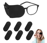6 Pcs Eye Patches for Glasses, Eyepatch for Adult, Right & Left Eye Patch for Glasses, Reusable Lazy Eye Patch for Treating Lazy Amblyopia Strabismus After Surgery (Black)