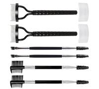 6 Pcs Eyelash Separator & Brow Comb Set, Stainless Steel Half-Arc Lash Separator, Double-Ended Mascara Wand & Spoolie Brush for Eye Makeup Grooming