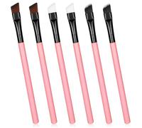 6 Pcs Eyeliner Brush Set, Angled Fine Ultra Thin Precision Liner and Eyebrow Makeup Brushes, Professional Slanted Synthetic Bristles Eyeliner Tool Eyebrow Brushes for Gel, Liquid (Pink)