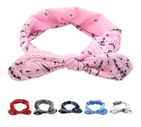 6 Pcs Fabric Headbands for Women, Paisley Twist Bow Hair Bands, Elastic Bunny Ears Headwraps, Soft Cotton Sports Headbands for Yoga Running Workout, Daily Wear, Red Blue White Black Pink Navy
