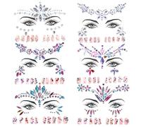 6 Pcs Face Gems, Face Jewels, Adhesive Glitter Jewel Tattoo Sticker for Make Up, Body Sticker Temporary Tattoo for Festivals, Birthday, Carnival, Halloween, Christmas, Rave Party
