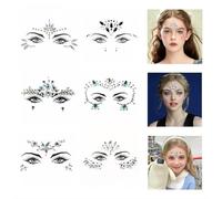 6 Pcs Face Jewels Stickers,Halloween Face Gems Stick On,Sparkling Face Gems For Festivals, Music Festivals, Parties. Masquerade Party, Carnival Night (6pcs)