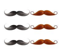 6 Pcs Fake Moustache & Beard Set - Self Adhesive False Moustaches for Adults Freddie Mercury Lorax Mexican Fancy Dress Costume Party Halloween Stick On
