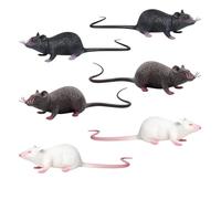 6 Pcs Fake Rat Toys Set, Toy Rat, Halloween Prank Props Creepy, Prank Toy Novelty Gifts, Realistic Rat Toy for Halloween Decorations and Prank Games, Black Grey White Colors