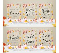 6 Pcs Fall Little Pumpkin Baby Shower Table Decorations Sign, Thank You Acrylic Sign with Stand Baby Shower Wedding Birthday Party Decorations for Guests Gifts 5 x 7 In