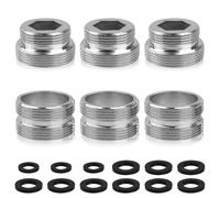 6 PCS Faucet Adapter Kit, Tap Adapters 3 Male 18mm to Female 22mm and 3 M22 to M22 with Gasket, Tap Adapter for Kitchen Sink Kitchen Aerator Adapters Set Hose Taps Connectors for Water Filter