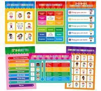 6 PCS Feelings Chart, Calming Corner Posters with PET Film Mental Health Therapy Posters Psychological Well-being Poster for Coping Mechanisms & Stress Management, Home Office Use (16” x 12”)