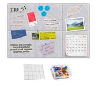 6 Pcs Felt Bulletin Board with 40 Pins, 60 x 90 cm Grey Pin Board Notice Boards,9mm Thick Felt Cork Panel for Office Home School Wall Panels DIY Memo Display