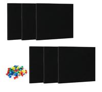 6 Pcs Felt Cork Board Tiles, 30×30cm Self Adhesive Felt Pin Board,Self-Adhesive Cork Boards for Walls, Notice Pin Board Wall Tiles(Black)