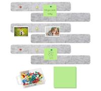 6 Pcs Felt Pin Board Bar Strips Self Adhesive, Pin Board Strips for Wall, Bulletin Board Strips with Pushpins for Paste Notes, Photos, Schedules, Announcements