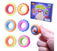 6 Pcs Fidget Sensory Rings, Colorful Quiet Fidget Toys, Stress Relief Textured Spinner Rings, ADHD Autism Anxiety Relief Fidget Ring Portable, for Kids Adults Classroom Office Travel