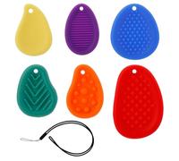 6 Pcs Fidget Toys Worry Stone for Kids, Textured Soft Worry Stones with Lanyard Silicone Silent Fidget Toy for Calming Down Lowering Stress