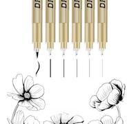 6 Pcs Fineliner Pens, Micron Pens Set, Waterproof Fine Liner Pens Black, Varying Line Widths Drawing Pens for Professional Technical Marker Watercolour Sketching Manga Anime Gifts