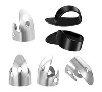 6 PCS Finger Picks, Guitar Banjo Picks Stainless Steel Adjustable Mental Finger Pick Light Thin Thumb Pick Small Accessories Fingerstyle Pickup for Acoustic Ukulele Electric Guitar (Silver, Black)