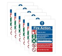 6 pcs Fire Action Notice Vinyl Sign, 150mm x 200mm Stcky Fire Action Notice Vinyl Sign, Comprehensive Fire Signage for Shopping Malls and Office Buildings